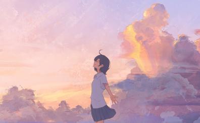 Life is beautiful, anime girl in school dress, art