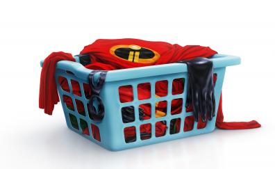 The incredibles 2, animation movie, clothe basket, poster