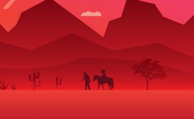 Mountains, minimal, Red Dead Redemption 2, video game