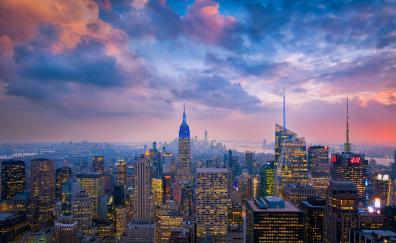Evening, clouds, sunset, New York, cityscape