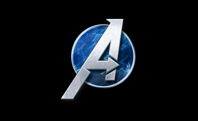 Dark, minimal, Marvel's Avengers, video game, 2020, Logo