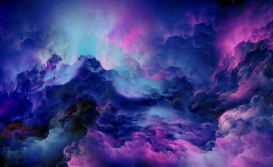 Colorful clouds, abstract, blue-pinkish
