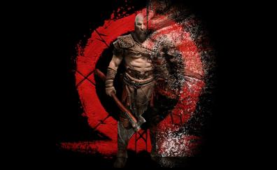 Kratos, warrior, digital art, God of War
