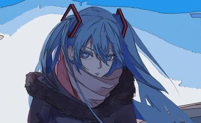 Artwork, blue hair, vocaloid, hatsune miku