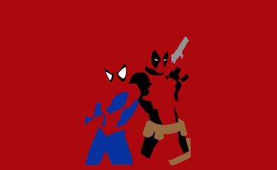 Spider-man and deadpool, superheroes, minimalism