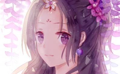 Beautiful, anime girl, purple eyes, cutie