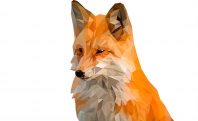 Fox, muzzle, digital art, low poly