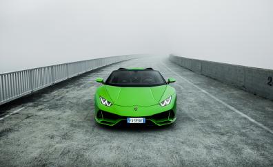 Lamborghini Huracan EVO Spyder, green car, 2020