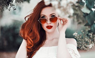 Heart shape, sunglasses, woman model