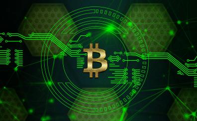 Bitcoin, digital circuit, crypt-currency, art