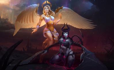 2019, Smite, video game, angel and demon