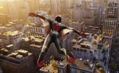 Marvel's Spider-man 2, flying suit, video game, gameplay shot