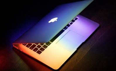 Close up, apple, laptop, MacBook