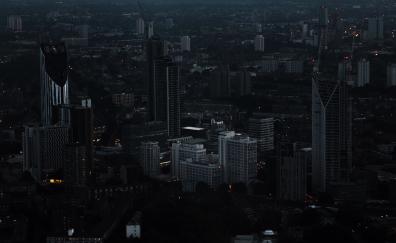 London, uk, night, city, buildings, skyscrapers