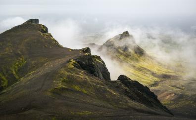 Iceland's mountains, clouds, nature