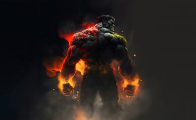 Hulk, molten body red-green, strongest superhero