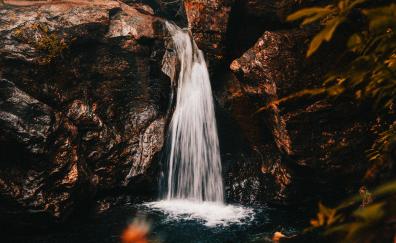 Nature, waterfall, stream through rocks