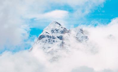 Clouds, summit, mountain, nature