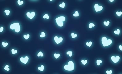 Hearts, shapes, glowing, minimal, pattern