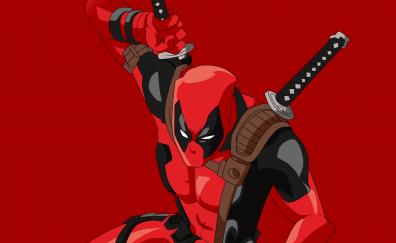 Deadpool, marvel comics, fan art, red