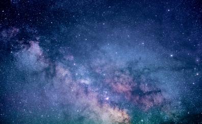 Starry space, milky way, clouds, stars