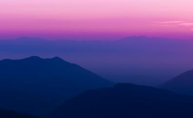 Sunset, horizon, adorable, mountains