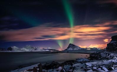 Aurora Borealis, Northern Lights, lake, sky, nature