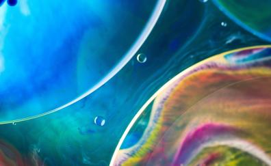 Drops, bubbles, blue, submerged, paint art