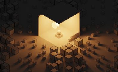 Cubes, shapes in 3D, abstract