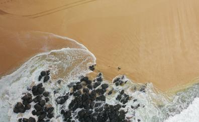 Rocks, coast, drone view, beach
