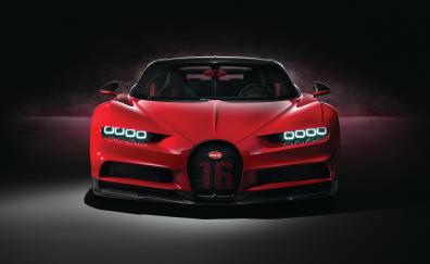 Red car, Bugatti Chiron Sport, luxury, 2018