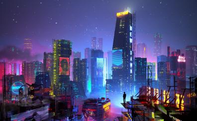 Future city, high towers, sci-fi, art