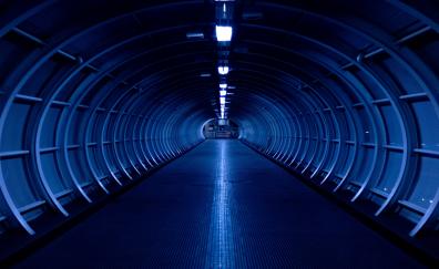 Blue road, tunnel, architecture