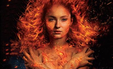 Sophie turner, fire, X-Men: Dark Phoenix, 2018 movie