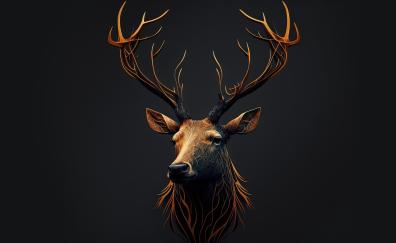 Minimal art, deer, 2022
