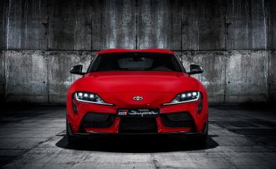 Red, sports car, 2019 Toyota GR Supra