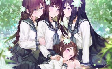 Anime girls, Fuyumi Irisu, Eru Chitanda, Kaho Juumonji, Mayaka Ibara, Hyouka