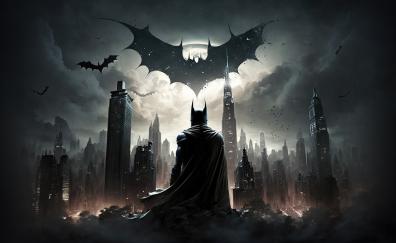 Batman Gotham, game, dark night, buildings, 2023