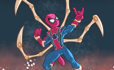 Iron-spider suit, spider-man, artwork