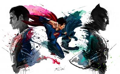 Batman vs superman, 4k, sketch artwork