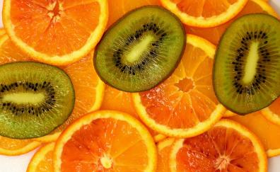 Orange, kiwifruit, slices