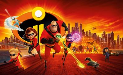 2018, Animation movie, Superheroes family, The Incredibles 2, poster