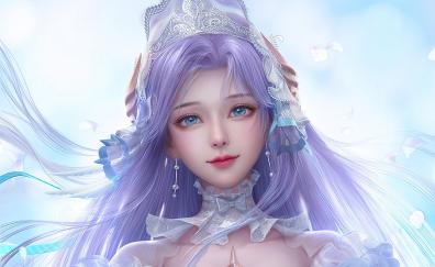 Game character, beautiful queen, anime, blue eyes