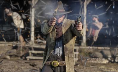 Red dead redemption 2, cowboy, gun fire