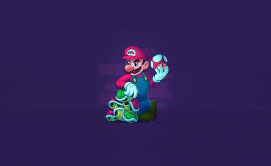 Super Mario, video game, character, minimal art