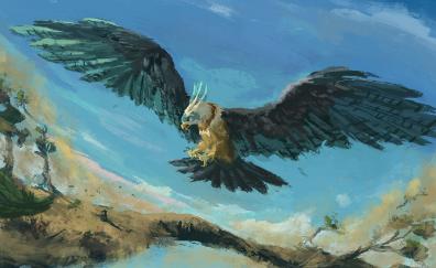 Fantasy, mighty eagle, flight, artwork