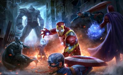 Superheroes fight, Marvel, Avengers vs justice league, dc comics
