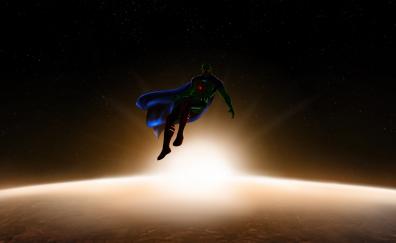 Martian manhunter, flight in space, superhero, DC hero
