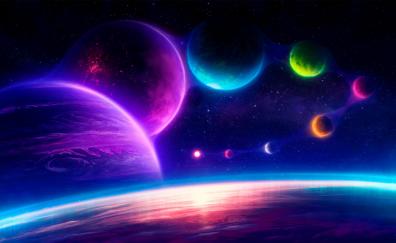 Artwork, jelly sky, planets