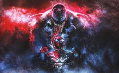 Venom and spiderman, dark